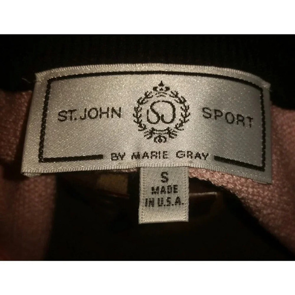 ST. JOHN SPORT Sweater Pink Black White  Stripe - Picture 11 of 14